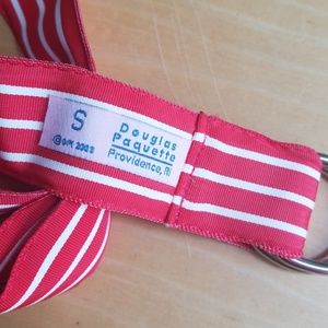 Douglas Paquette Red and White Striped Ribbon Belt